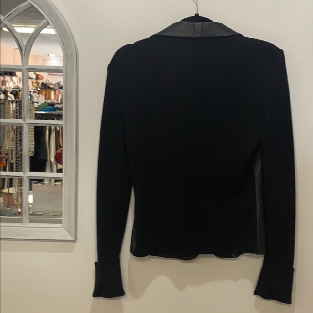 Cache Leather Wool Jacket With Belt Size M - image 2